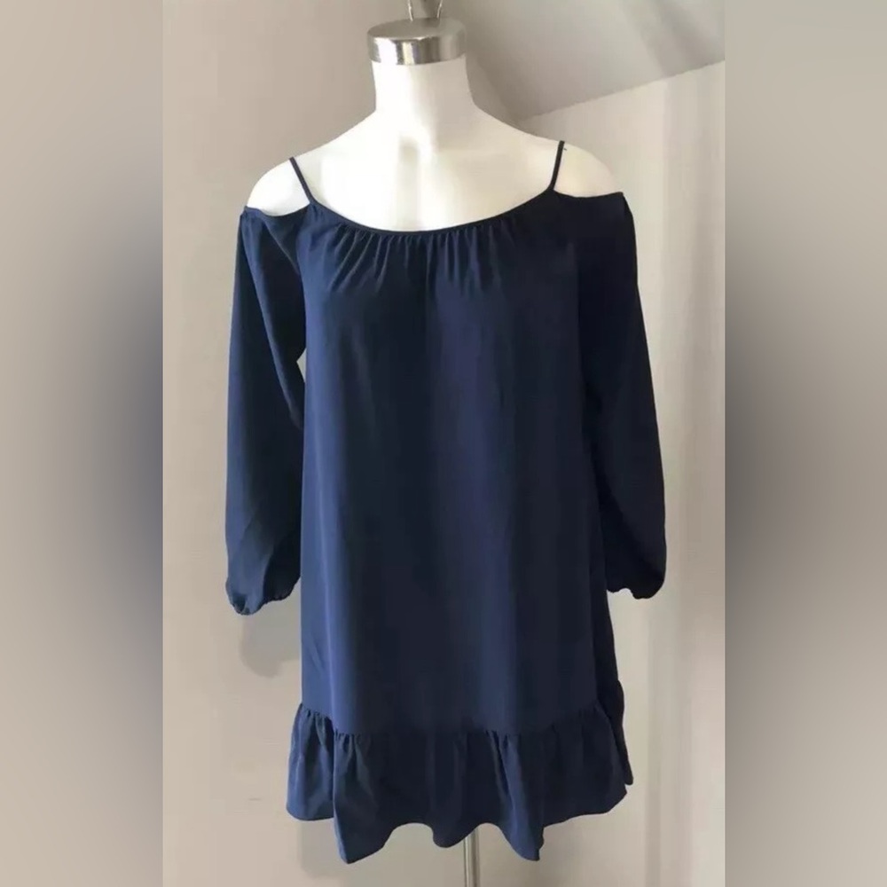 Lilly Pulitzer Candice Open Shoulder Silk Navy Blue Silk Dress - Size M, NWT